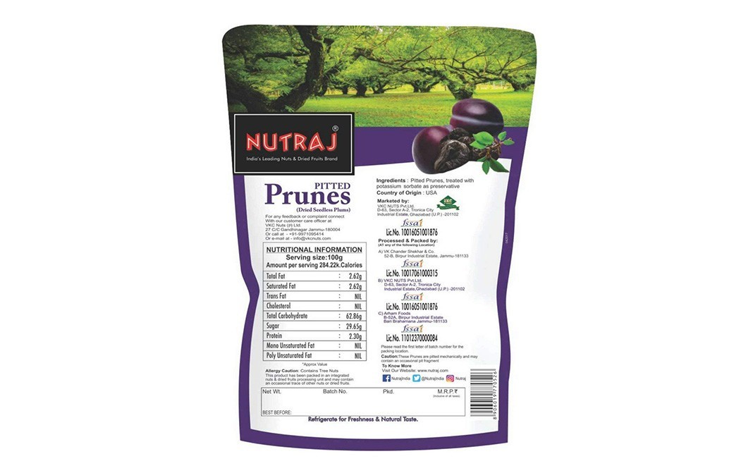 Nutraj Signature Pitted Prunes (Dried Seedless Plums)   Box  250 grams